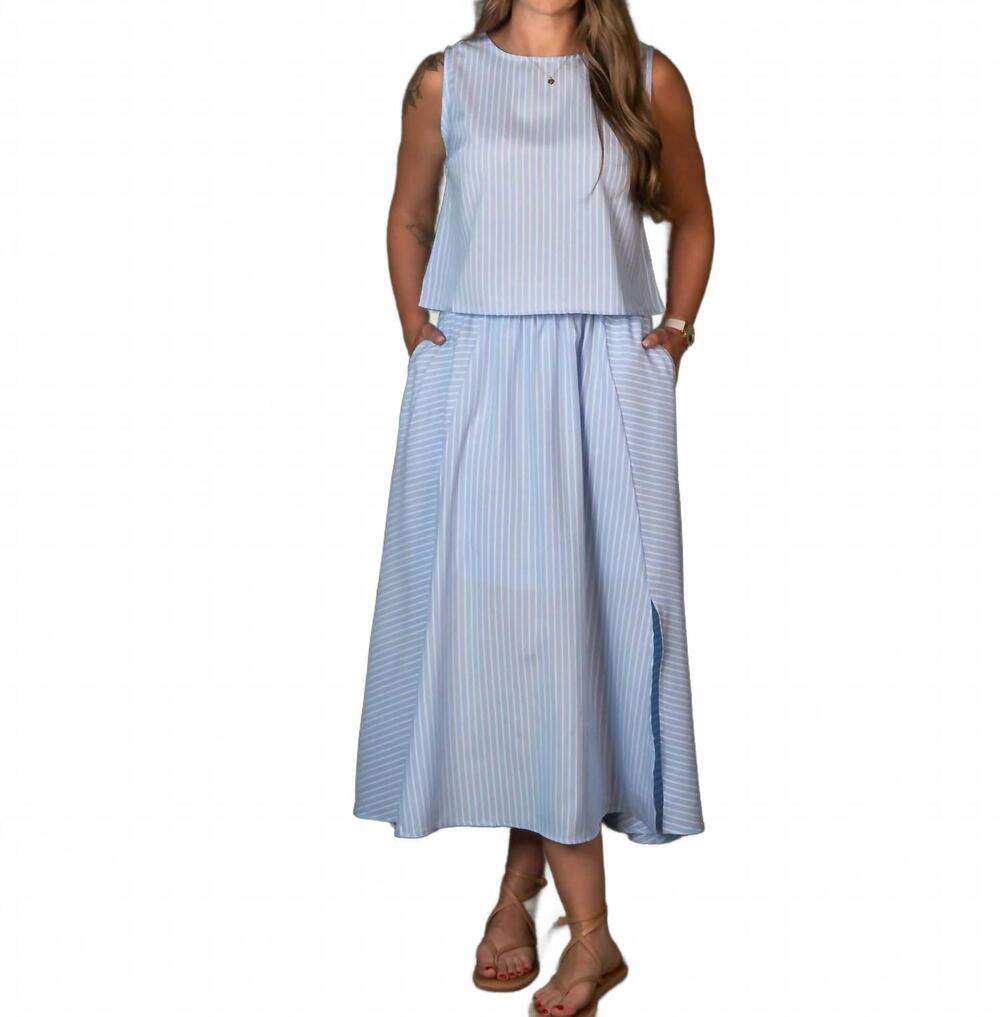 NEW ANNIEWEAR women's striped sleeveless top in blue